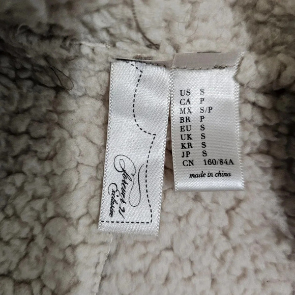 Forever 21 Faux Leather Sherpa Jacket S Brown Shearling Moto Drape Y2K Glam - Picture 9 of 11